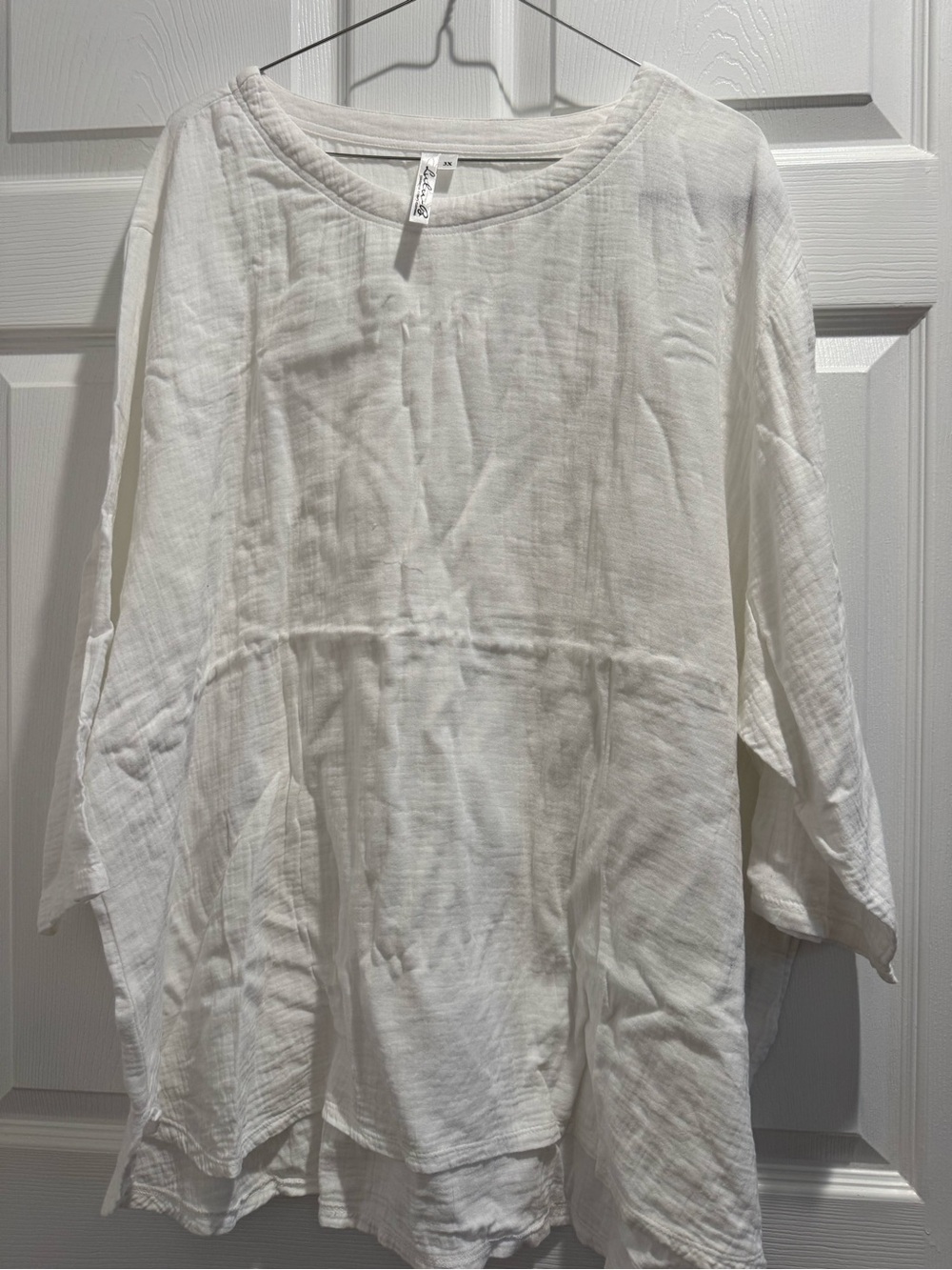Lulu-B White Gauze Peasant Blouse